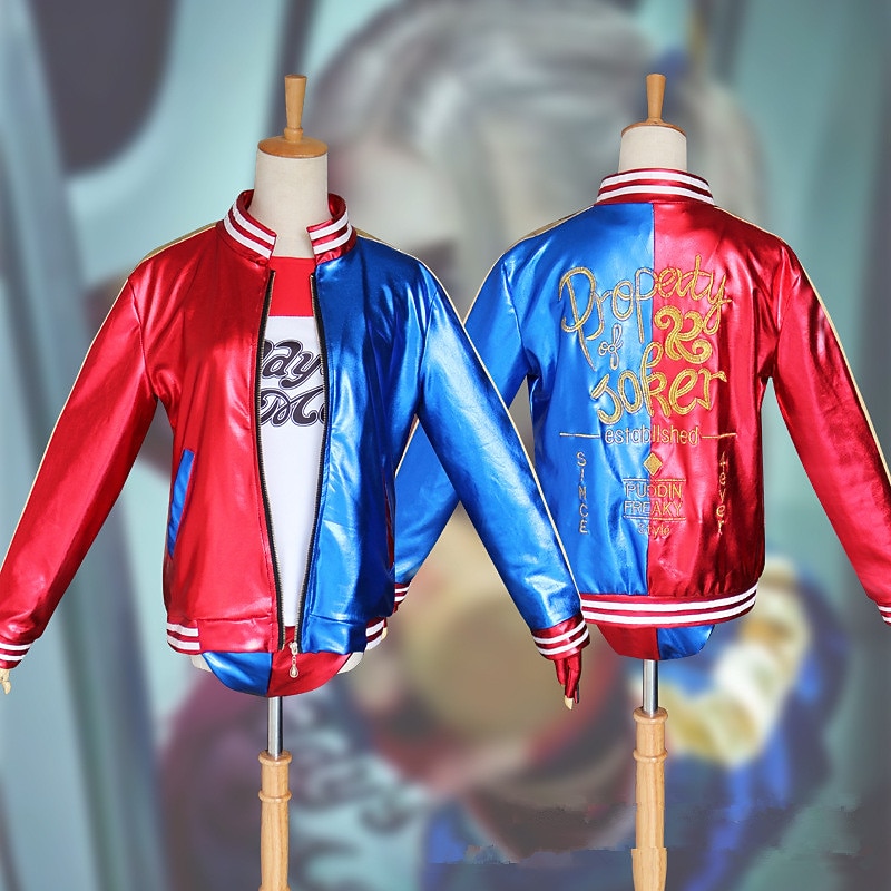 Suicide Squad Harley Quinn Anime Cosplay Suits Coat Gloves Shorts For Women's2