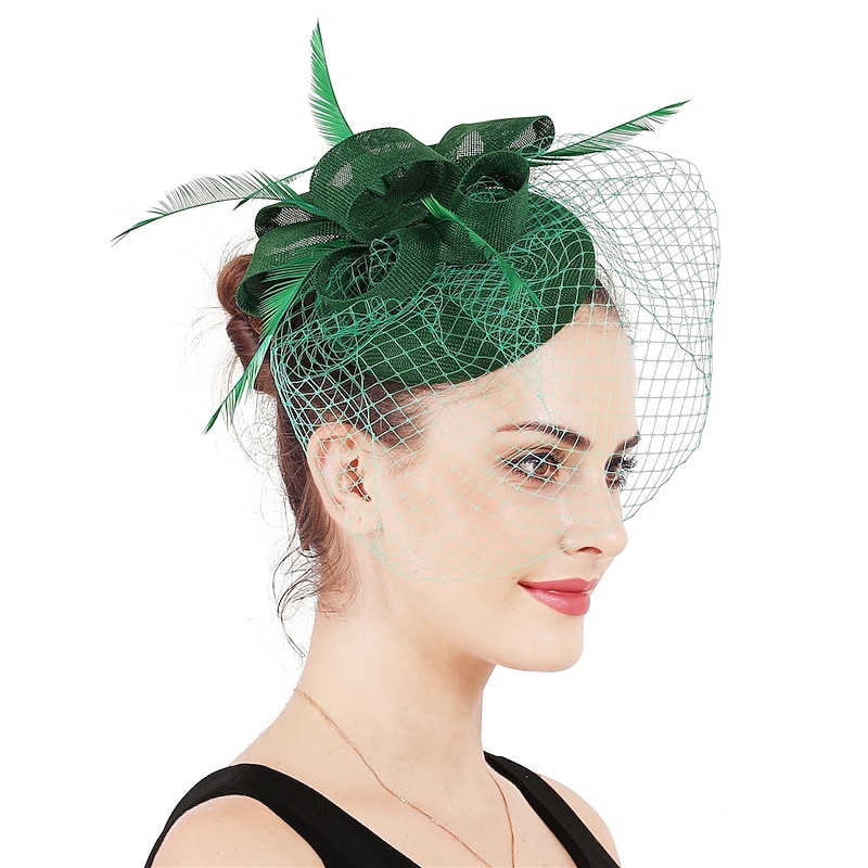 Fascinators Kentucky Derby Hat Hair Accessory Ostrich Fur Linen / Cotton Blend Bucket Hat Party / Evening Belmont Stakes Melbourne Cup With Feather Floral Headpiece Headwear