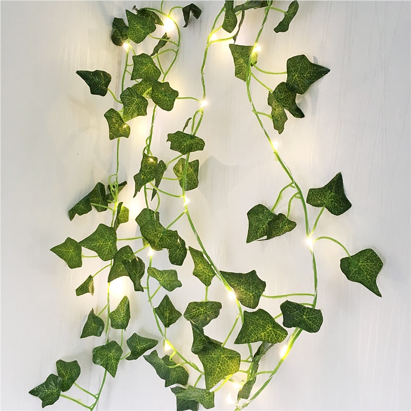 Elegant Wedding Party Reception 2M Artificial Ivy LED String Lights –Green Leaf Decoration for Home, Outdoor Garden, Patio 1/3/6 Pack4