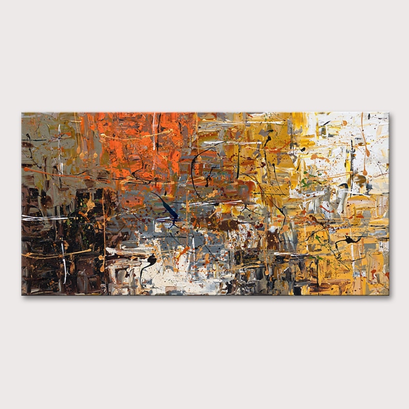 Oil Painting Hand Painted Horizontal Abstract Abstract Landscape Modern Rolled Canvas (No Frame)3