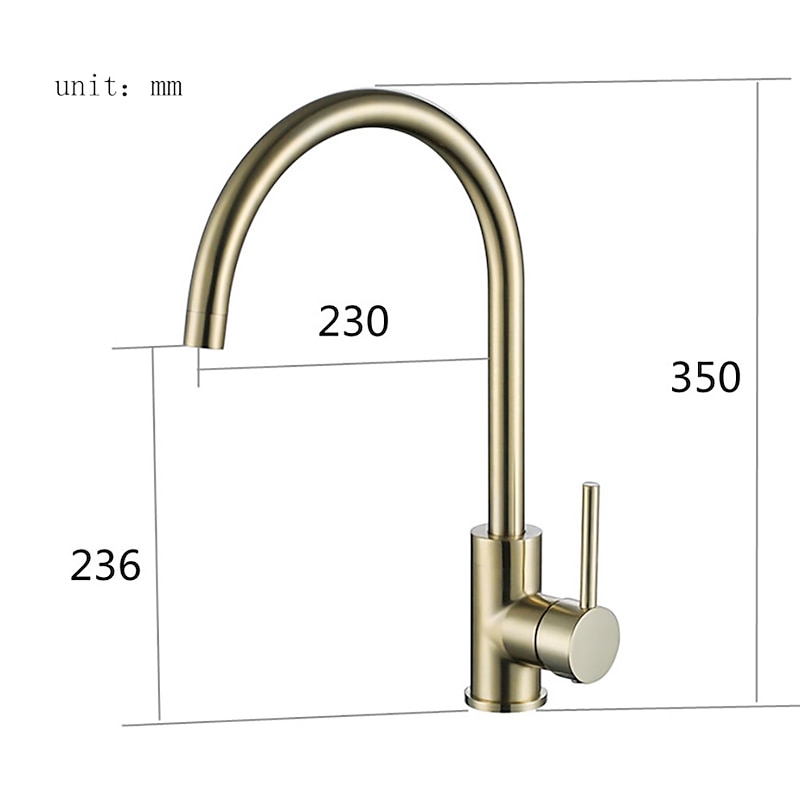 Kitchen Sink Mixer Faucet Brushed Gold Deck Mounted , 360 Swivel Single Handle Vessel Kitchen Brass Taps with Cold and Hot Water Hose4