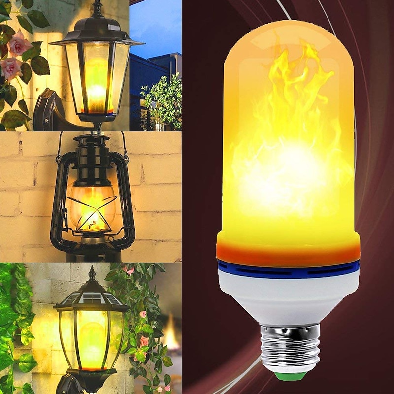 LED E26 E27 Corn LIghts Flame Effect LED Beads SMD 2835 Simulated Nature Fire Light Corn Bulbs Flame Flickering Christmas Decoration RoHS 2pcs2