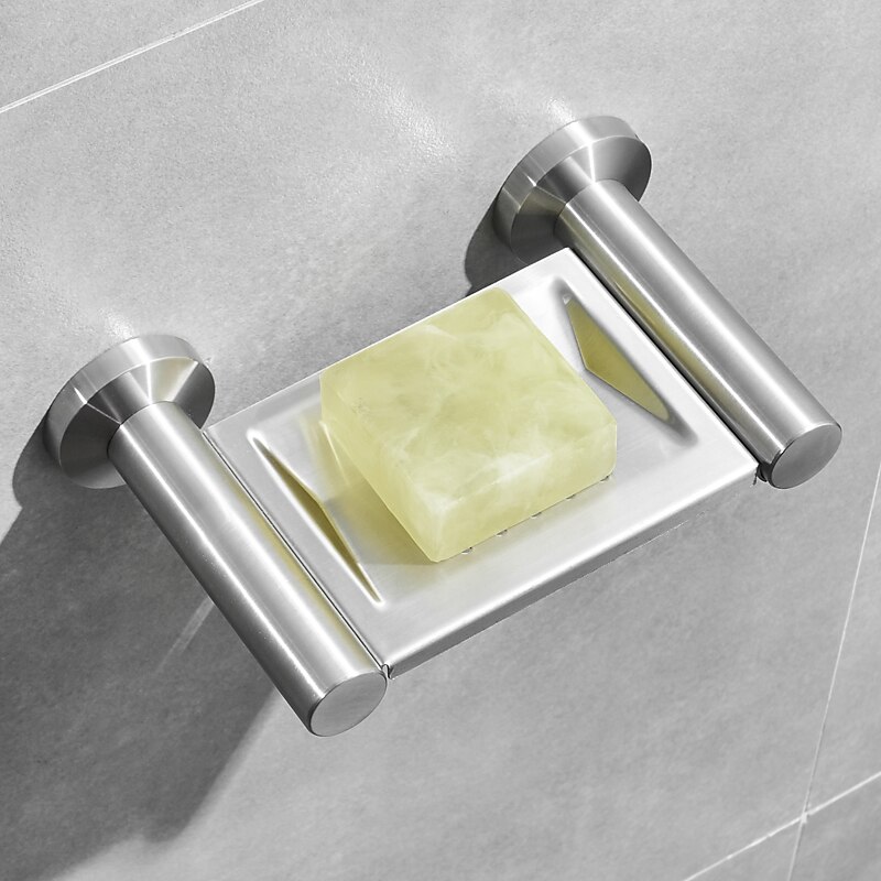 Soap Dishes Holder Creative Modern Stainless Steel Wall Mounted for Bathroom Decor Silvery 1pc4