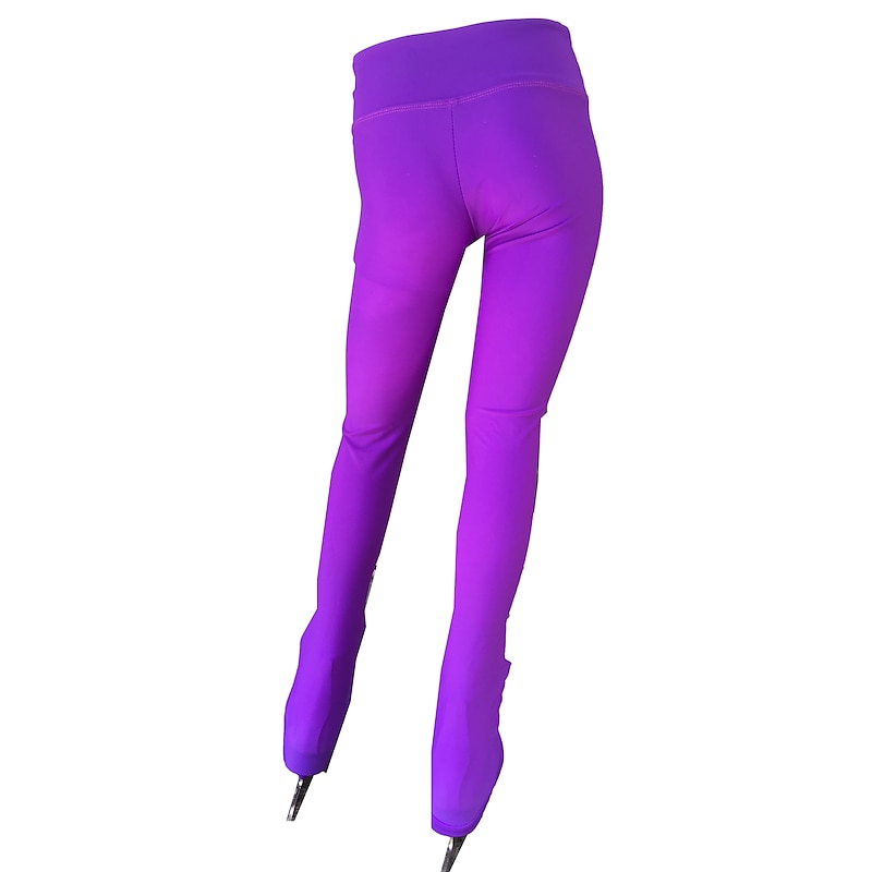 Figure Skating Pants Women's Girls' Ice Skating Tights Leggings Outfits Violet Spandex High Elasticity Training Skating Wear Handmade Solid Colored Classic Long Pant Ice Skating Figure Skating3