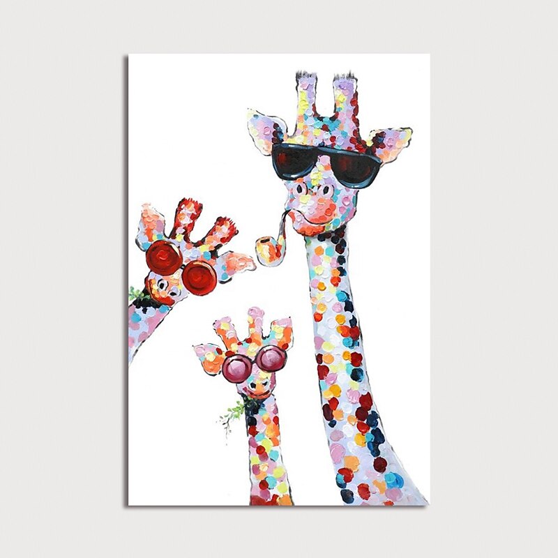 Nursery Oil Painting Hand Painted Vertical Animals Modern Stretched Canvas3