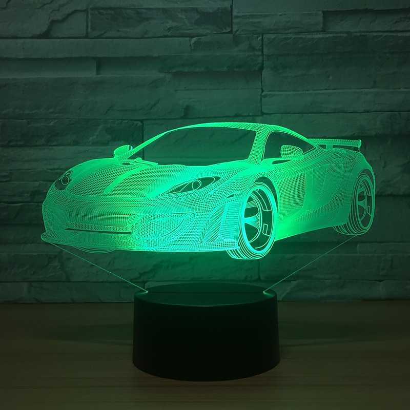 Racing Car 3D LED Illusion Lamp Night Light 7 Colors Dimmable USB Powered Touch Control for Kids Creative Car Gifts for Boys3