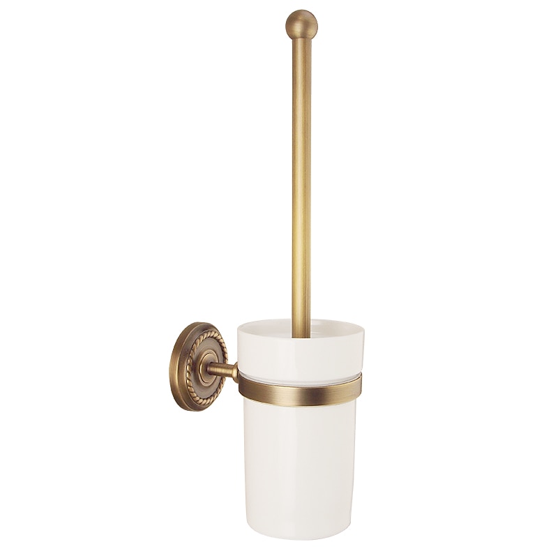 Toilet Brush with Holder,Antique Brass Wall Mounted Rubber Painted Toilet Bowl Brush and Holder for Bathroom3