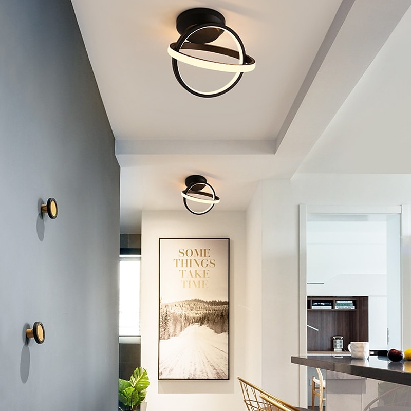 LED Ceiling Light Corridor Lamp Ring Black White Geometric Shape Kitchen Entrance Hall Porch Balcony Flush Mount Light