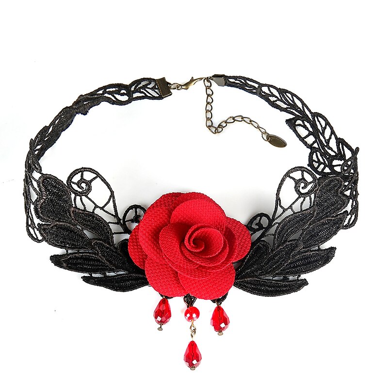Choker Lace Necklace Masquerade Gothic Steampunk Halloween Goose Down Alloy For Lolita Cosplay Halloween Carnival Women's Costume Jewelry Fashion Jewelry4