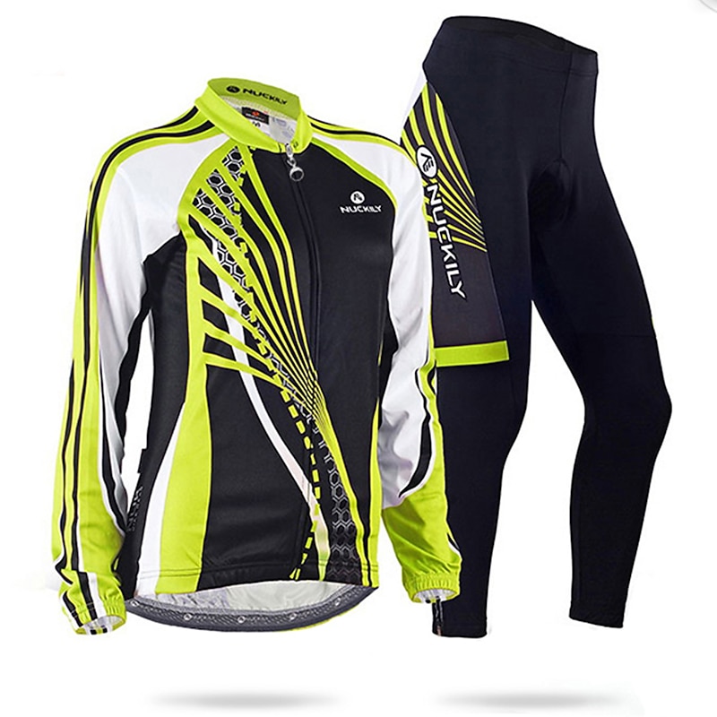 Nuckily Women's Long Sleeve Cycling Jersey with Tights Summer Black Floral Botanical Bike Clothing Suit Windproof Breathable Anatomic Design Reflective Strips Back Pocket Sports Polyester Lycra Floral 24