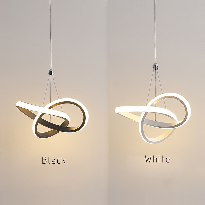 22cm 1-Light 15W Mini Pendant Light LED Ambient Lamp Aluminum Black White Painted for Living Room Bedroom Dining Room Warm White / White4