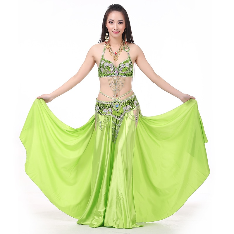 Belly Dance Skirts Glitter Women's Performance Party Natural Satin4