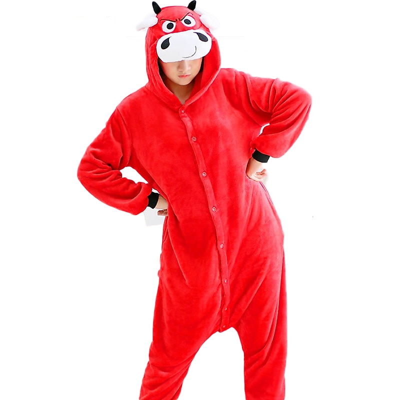 Adults' Animal Onesie Costume Carnival Costume Milk Cow Onesie Pajamas Kigurumi Pajamas Funny Costume For Men and Women Carnival Cartoon
