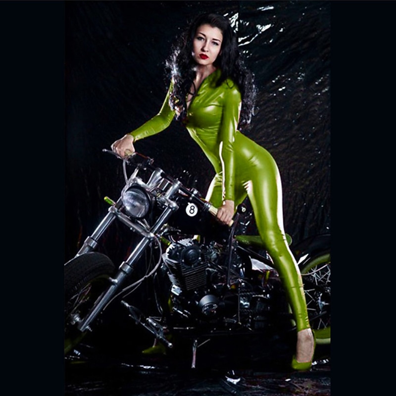 Zentai Suits Cosplay Costume Catsuit Motorcycle Girl Carnival Costume Full Body Suit Women's Leotards Sexy Costume Solid Colored Leatherette Patent Leather Latex Costume for Performance Training Party4
