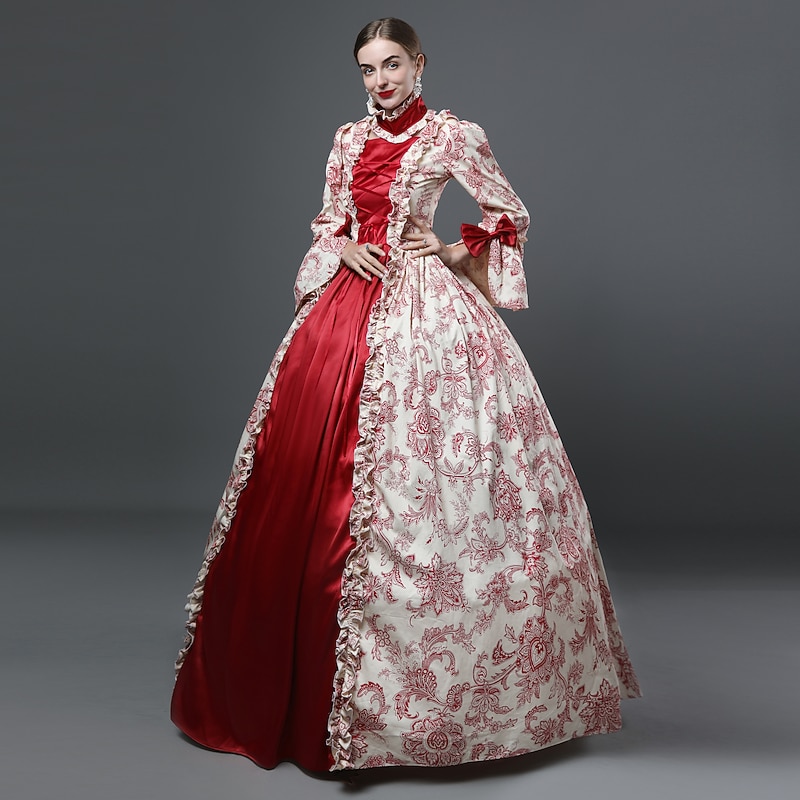 Rococo Victorian Cocktail Dress Long Length Dress Party Costume Masquerade Plus Size Normal Poet Sleeve Plus Size Ball Gown Fancy Dress Women's Royal Party Prom Carnival of Venice Dress