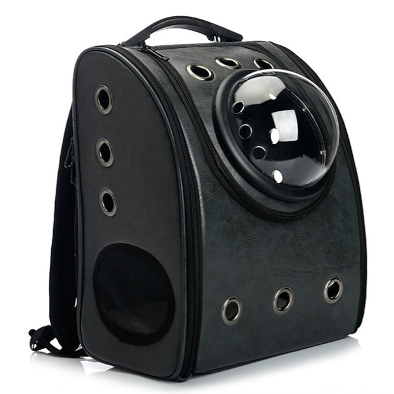 Cat Dog Carrier Bag Travel Backpack Astronaut Capsule Carrier Portable Breathable Solid Colored Space Capsule Bubble Design Leather Black Yellow Pink