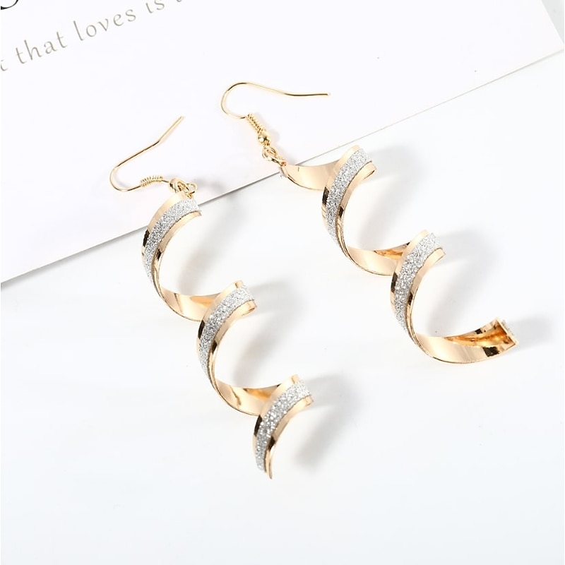 Drop Earrings Dangle Earrings For Women's Party Wedding Casual Alloy Wave Gold Silver3