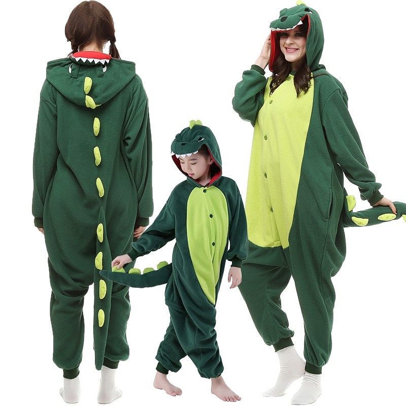 Kid's Adults' Patchwork Group Costume Onesie Costume Carnival Costume Dinosaur Onesie Pajamas Kigurumi Pajamas Funny Costume For Men and Women Boys and Girls Christmas Carnival New Year Cartoon
