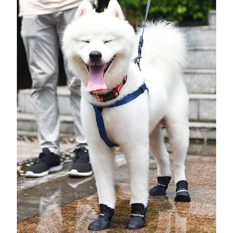 Dog Dog Boots / Dog Shoes Rain Boots Waterproof Cute Solid Color For Pets Rubber PVC Silicone Black3