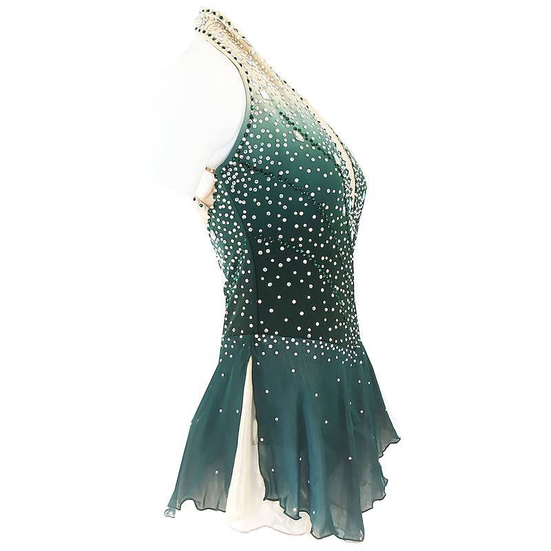 Figure Skating Dress Women's Girls' Ice Skating Dress Outfits Light Purple Yan pink Yellow & Yellow Open Back Spandex Micro-elastic Training Skating Wear Handmade Classic Crystal / Rhinestone4