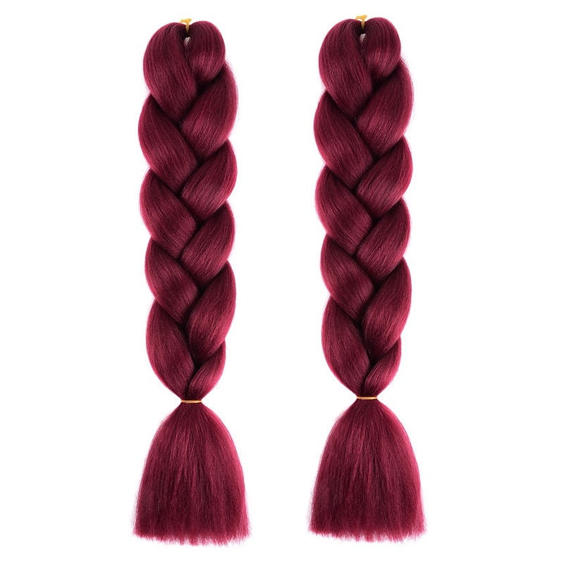 Dreadlocks / Faux Locs Straight Synthetic Hair 24 inch Hair Extension Toupee Red Black 2pcs Faux Locs Wig African Braids Women's Festival3