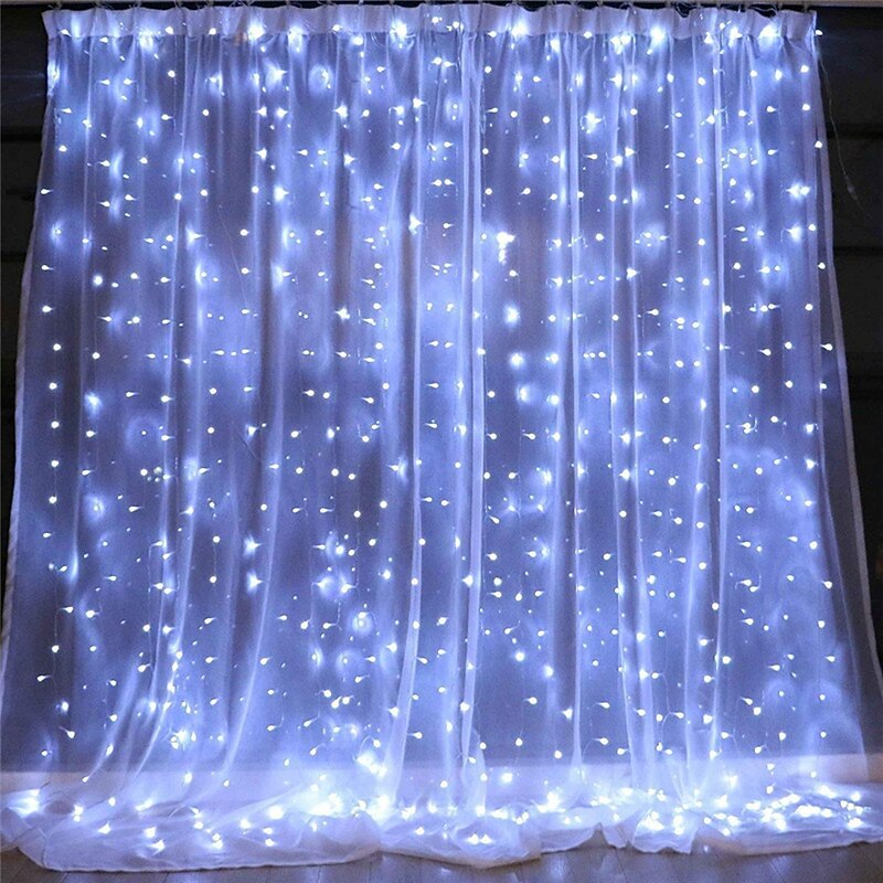 Elegant Wedding Reception Party LED Curtain Lights Outdoor Waterproof Decoration LED Patio Wedding Garden Party Window Bedroom Outdoor String Lights for Hose Home Decoration Holidays 2x2M3