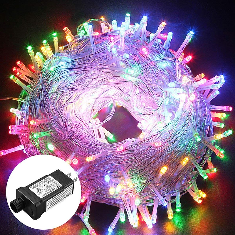 50M String Lights, 400 LEDs in Warm White, White & Blue Waterproof Christmas Party Decorative Lights 24V2