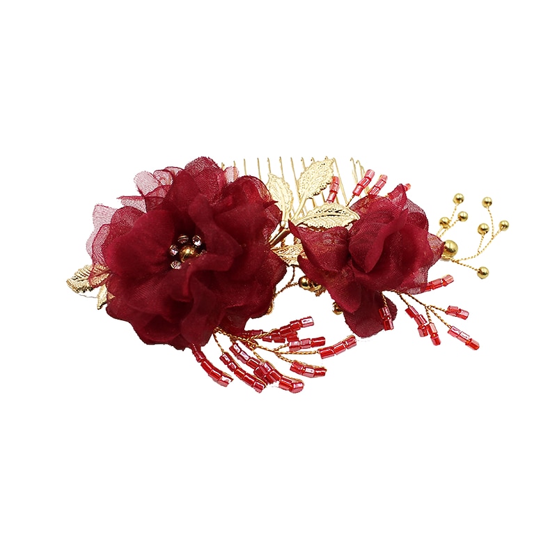 Chiffon / Alloy Hair Combs / Headdress with Floral / Metal 1pc Wedding / Party / Evening Headpiece3