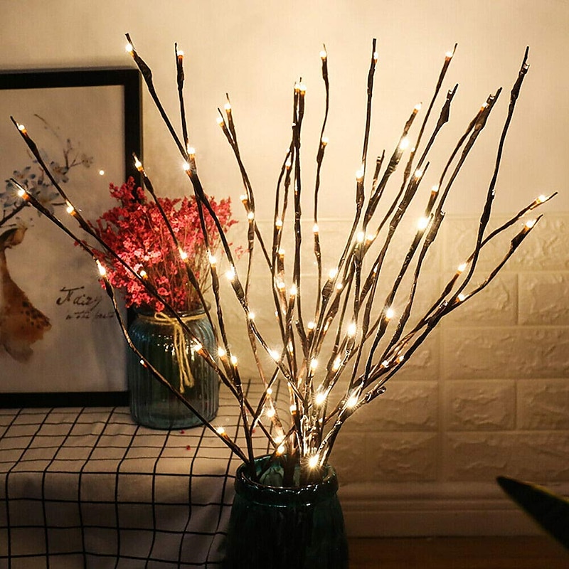 Christmas Decor 75cm Willow Branch 20 LEDs LED Night Light Flexible Warm White White Multi Color Thanksgiving Day Christmas Waterproof Party Decorative AA Batteries Powered3