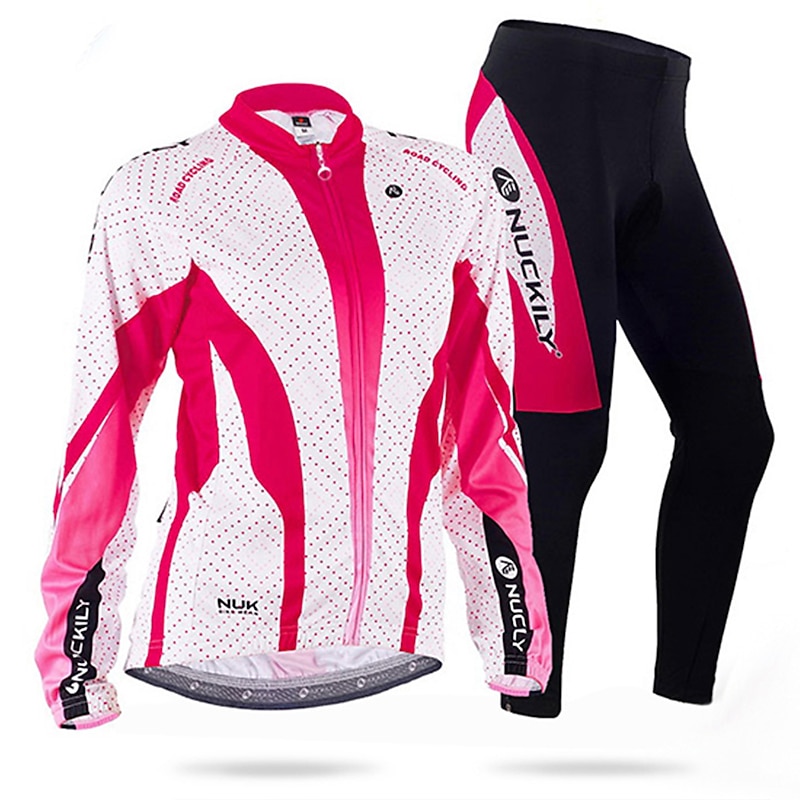 Nuckily Women's Long Sleeve Cycling Jersey with Tights Summer Black Floral Botanical Bike Clothing Suit Windproof Breathable Anatomic Design Reflective Strips Back Pocket Sports Polyester Lycra Floral 23