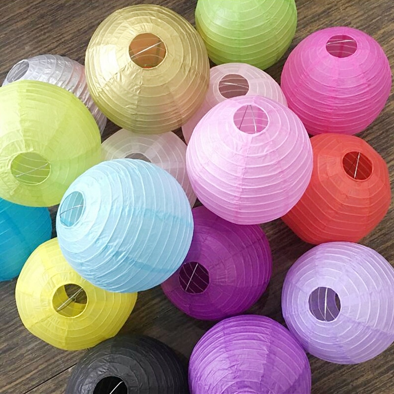 10pcs Multicolor Chinese Round Paper Lanterns Ball for Wedding Party Hanging lanterns Birthday Decor2