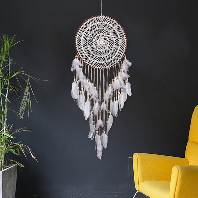 Dream Catcher Handmade Gift Hook Flower Dreamcatcher Feather Pendant Wall Hanging Decor Art Boho Style 40*120cm