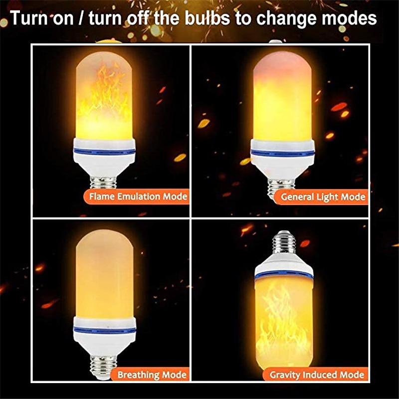 4pcs E27 LED Flame Light Bulbs 99 LEDs Flickering Blaze Lamp Light Bulb Flame Effect Fire Lamps Emulation Holiday Decoration Halloween Party Gift AC85-265V4
