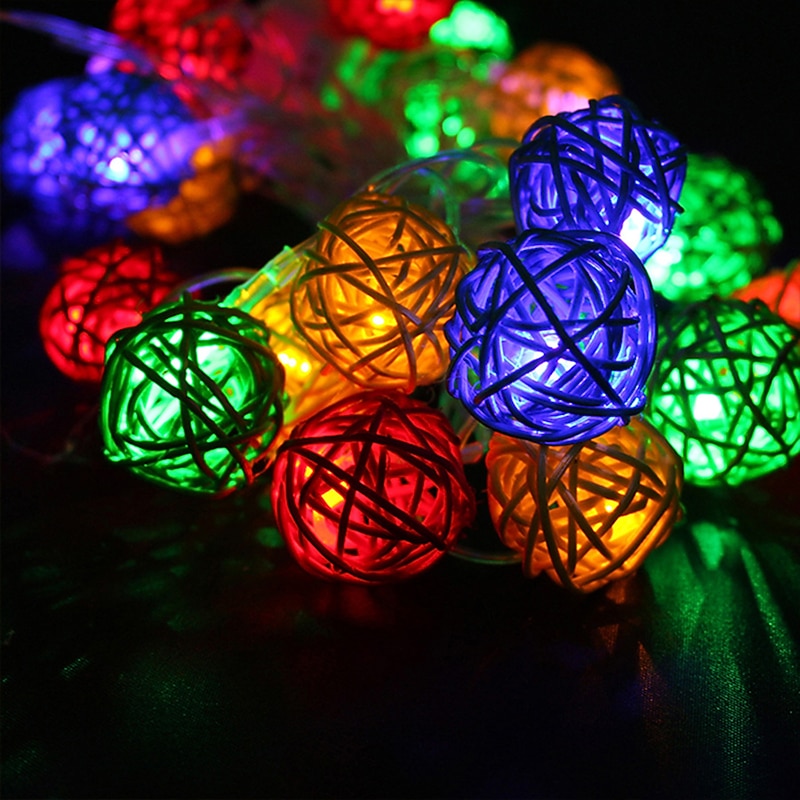 Elegant Wedding Reception Party 2M Rattan Ball String Lights 20 LEDs String Lights    Battery Powered Warm White, RGB, White, Blue Decorative Lights for Christmas, Wedding and Party3