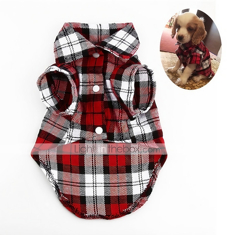 Dog Shirt Stripes Check Dog Clothing for Pug Poodle Chihuahua Baby Pet Small