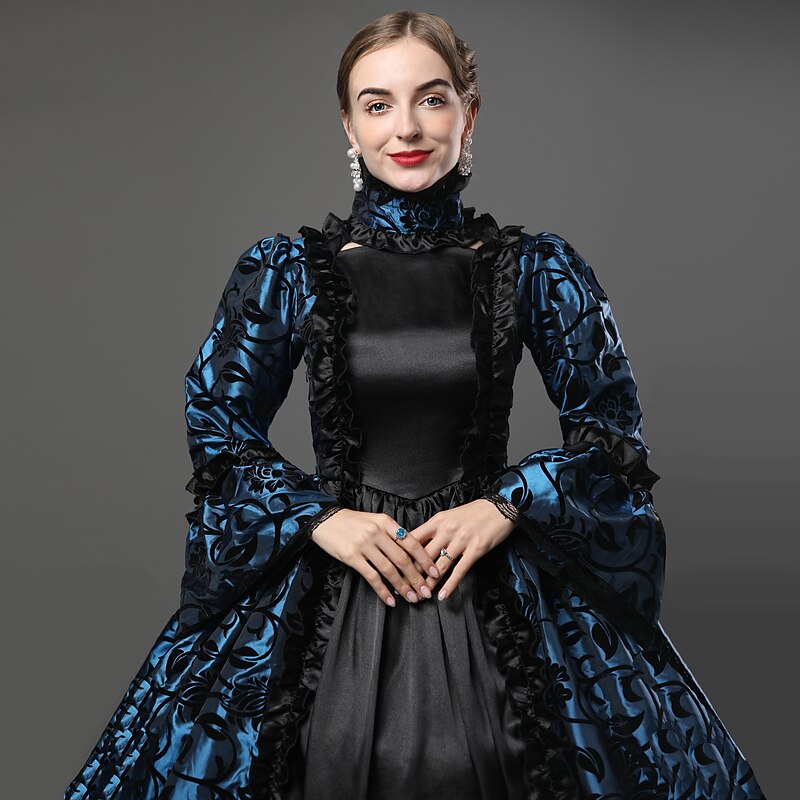 Dress Lace Rococo Victorian Floor Length Dress Party Costume Masquerade Plus Size Customized Marie Antoinette Lace Ball Gown Fancy Dress Women's Party Prom Carnival of Venice Dress3