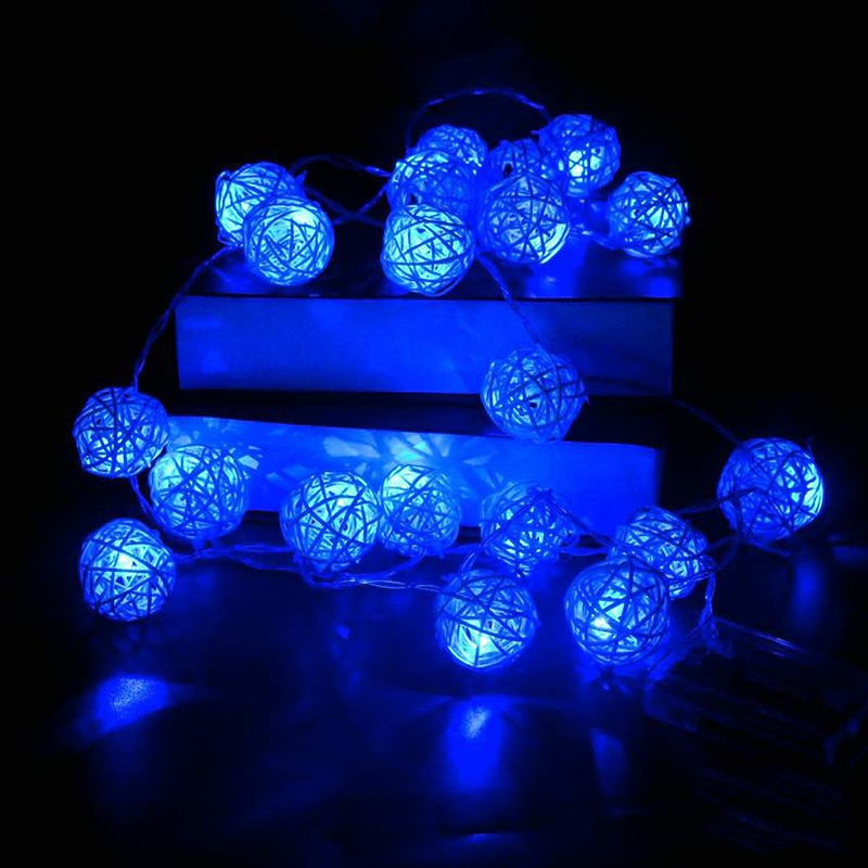 Elegant Wedding Reception Party 2M Rattan Ball String Lights 20 LEDs String Lights    Battery Powered Warm White, RGB, White, Blue Decorative Lights for Christmas, Wedding and Party4