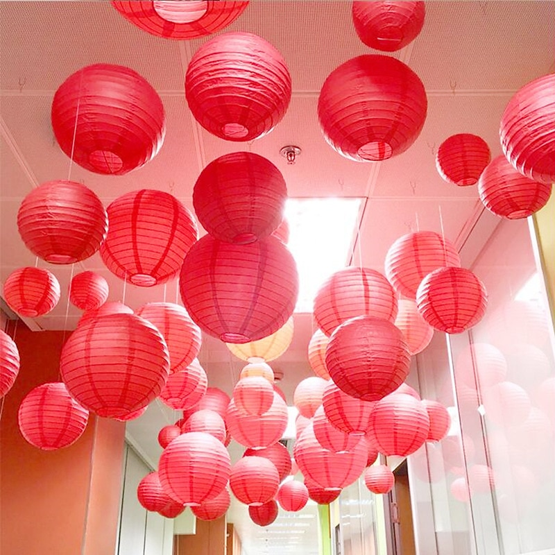 10pcs Multicolor Chinese Round Paper Lanterns Ball for Wedding Party Hanging lanterns Birthday Decor