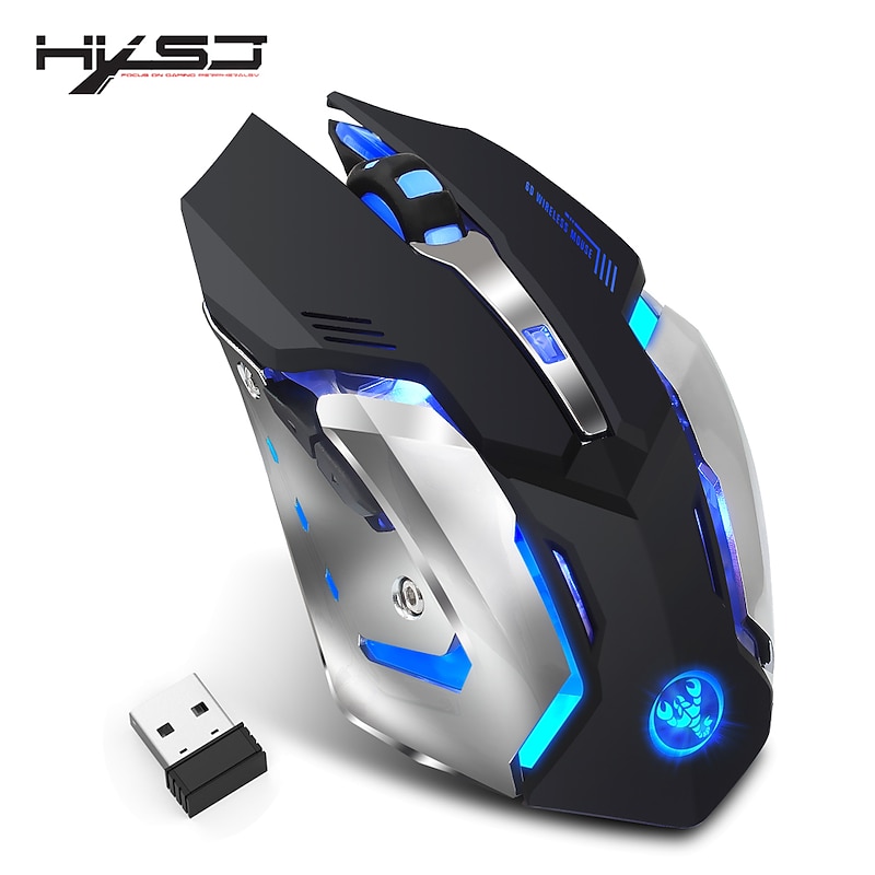 HXSJ M10 2.4Ghz Wireless Gaming Mouse 2400dpi Built-in Battery Rechargeable 7 Color Backlight Breathing Comfort Gamer Mice