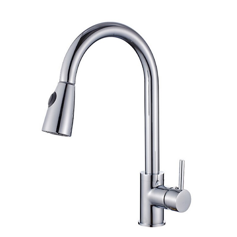 Kitchen faucet - Single Handle One Hole Electroplated Pull-out / ­Pull-down / Tall / ­High Arc Free Standing Contemporary Kitchen Taps