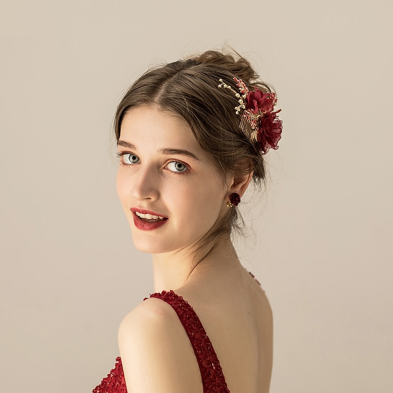 Chiffon / Alloy Hair Combs / Headdress with Floral / Metal 1pc Wedding / Party / Evening Headpiece