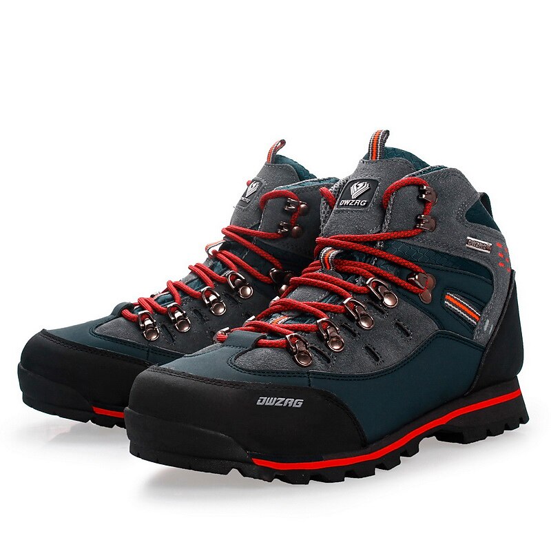 Men's Waterproof Hiking Boots with Red Laces - Durable Outdoor Footwear for Rugged Terrain2