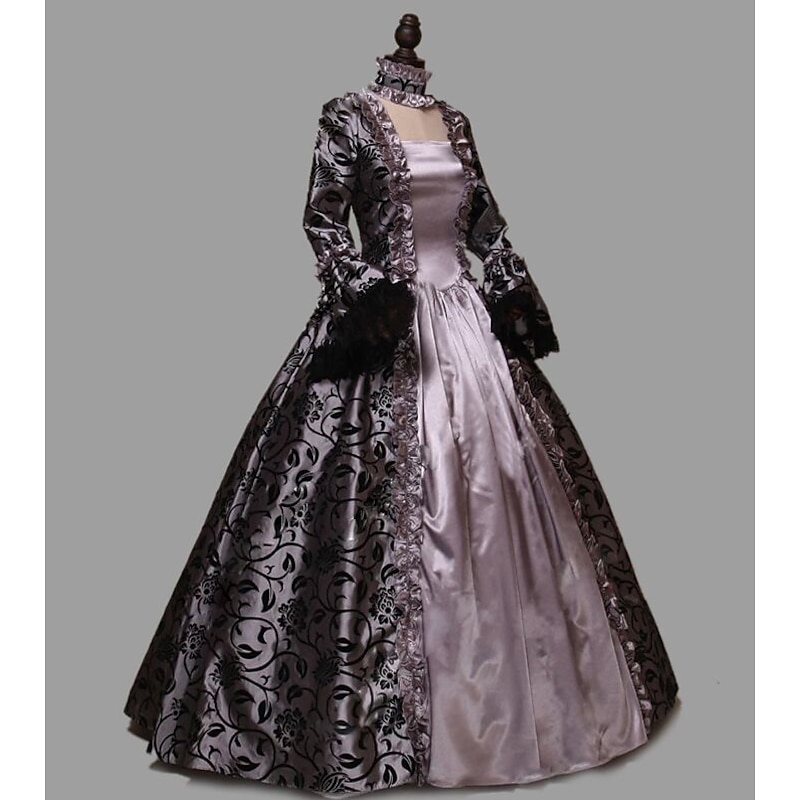 Rococo Victorian Cocktail Dress Floor Length Long Length Dress Party Costume Costume Plus Size Flare Cuff Sleeve Princess Square Fancy Dress Women's Royal Masquerade Party & Evening Carnival of Venice2