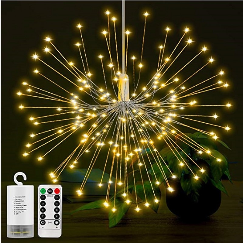 Elegant Wedding Party Reception Outdoor Waterproof Firework Lights - 180 LED Starburst Copper Wire Twinkle Lights, 8 Modes, Remote Hanging Lights for Patio, Bedroom & Garden Decor2