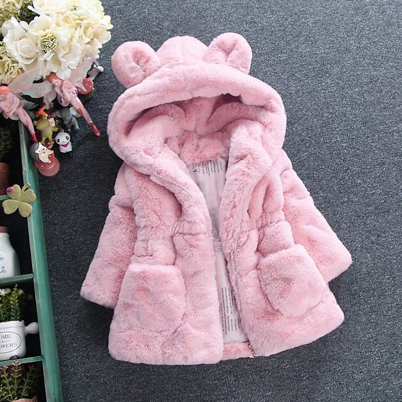 Girls' 3D Solid Colored Jacket & Coat Streetwear Kids School