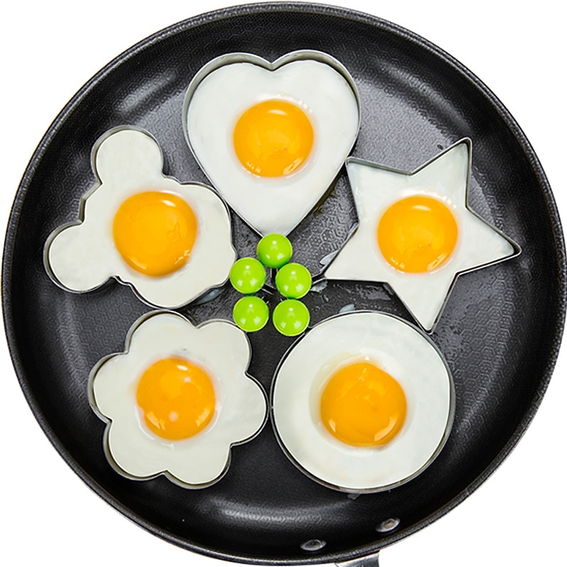 5 Pieces Set Fried Egg Mold Pancake Rings Shaped Omelette Mold Mould Frying Egg Cooking Tools Kitchen Supplies Accessories Gadget4