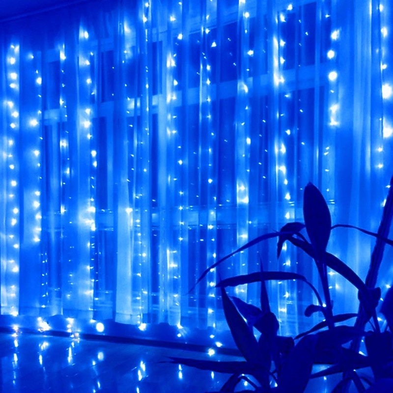 LED Curtain String Lights Flash Fairy Garland 3x1 3x2 3x3M 300 LEDS USB Remote Control for New Year Christmas Outdoor Wedding Home Window Docoration3