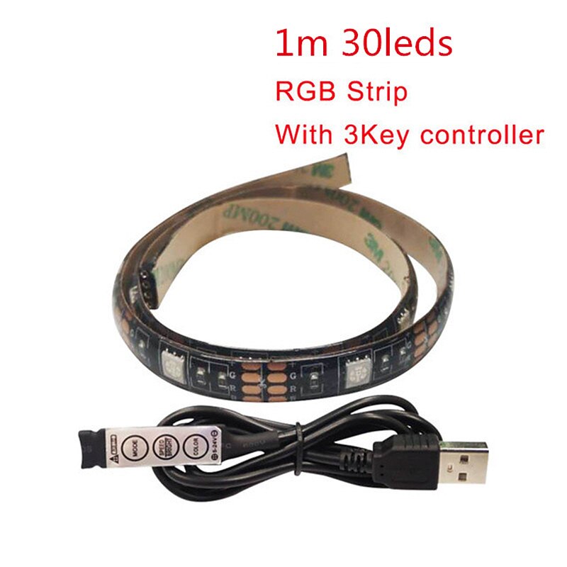 1set LED Light Strips RGB Tiktok Lights USB DC 5V 5050 RGB Mini 3Key Remote Flexible Light IP65 1m TV Background Lighting Ribbon Tape2