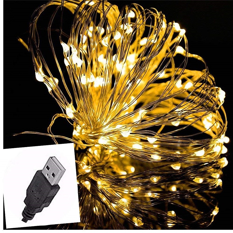Elegant Wedding Reception Party Christmas Décor LED String Lights 4pcs 2pcs 1pc Copper Silver Wire Garland Light 5M 10M 20M USB Waterproof Fairy Lights For Christmas Wedding Party Decoration4