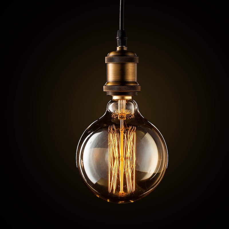 2pcs 40W Edison Vintage Globe Incandescent Light Bulb Dimmable E26 E27 G125 Antique Filament Amber Warm White for Loft Bar Restaurant Kitchen 220-240V4